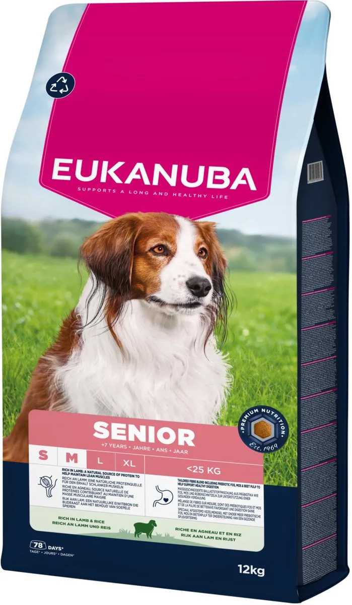 Senior Small & Medium Breed Lam&Rijst - Hondenbrokken - 12 kg by Eukanuba – product photo