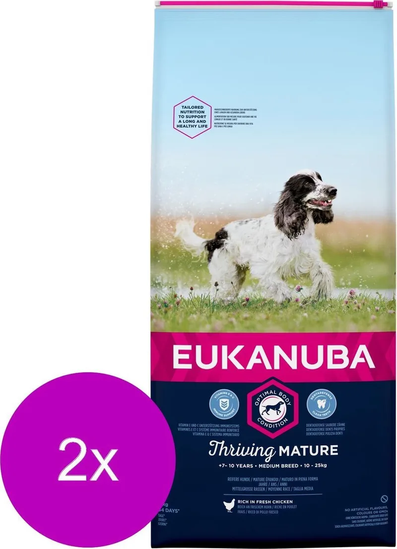 Thriving Mature Medium Breed Kip - Hondenvoer - 2 x 12 kg by Eukanuba – product photo