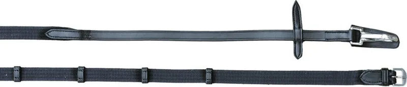 Web Reins Pessoa With Snap Hook - Natural Line Full by Euroriding in Dark Brown – product photo