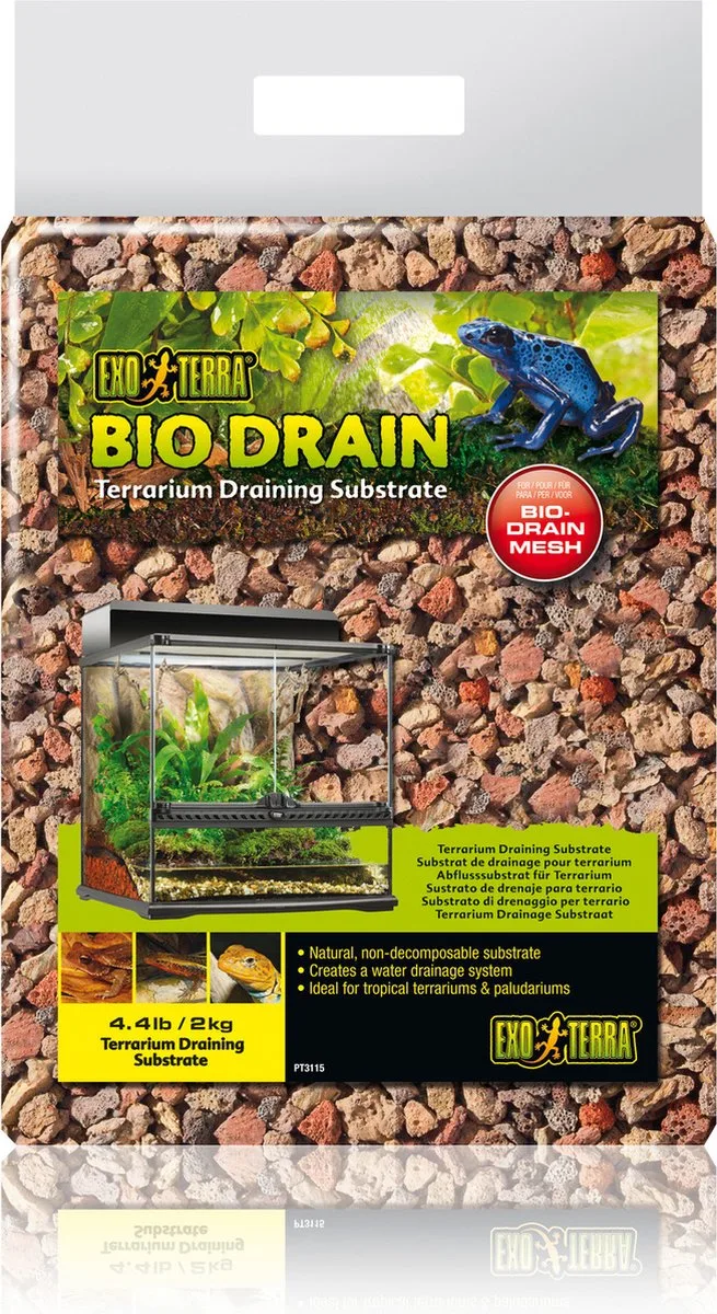 Bodembedekking - Reptielen - Ex Bio Drain Terrarium Draining Substraat 2kg - 7,5x20x36cm - 1st by Exo Terra – product photo