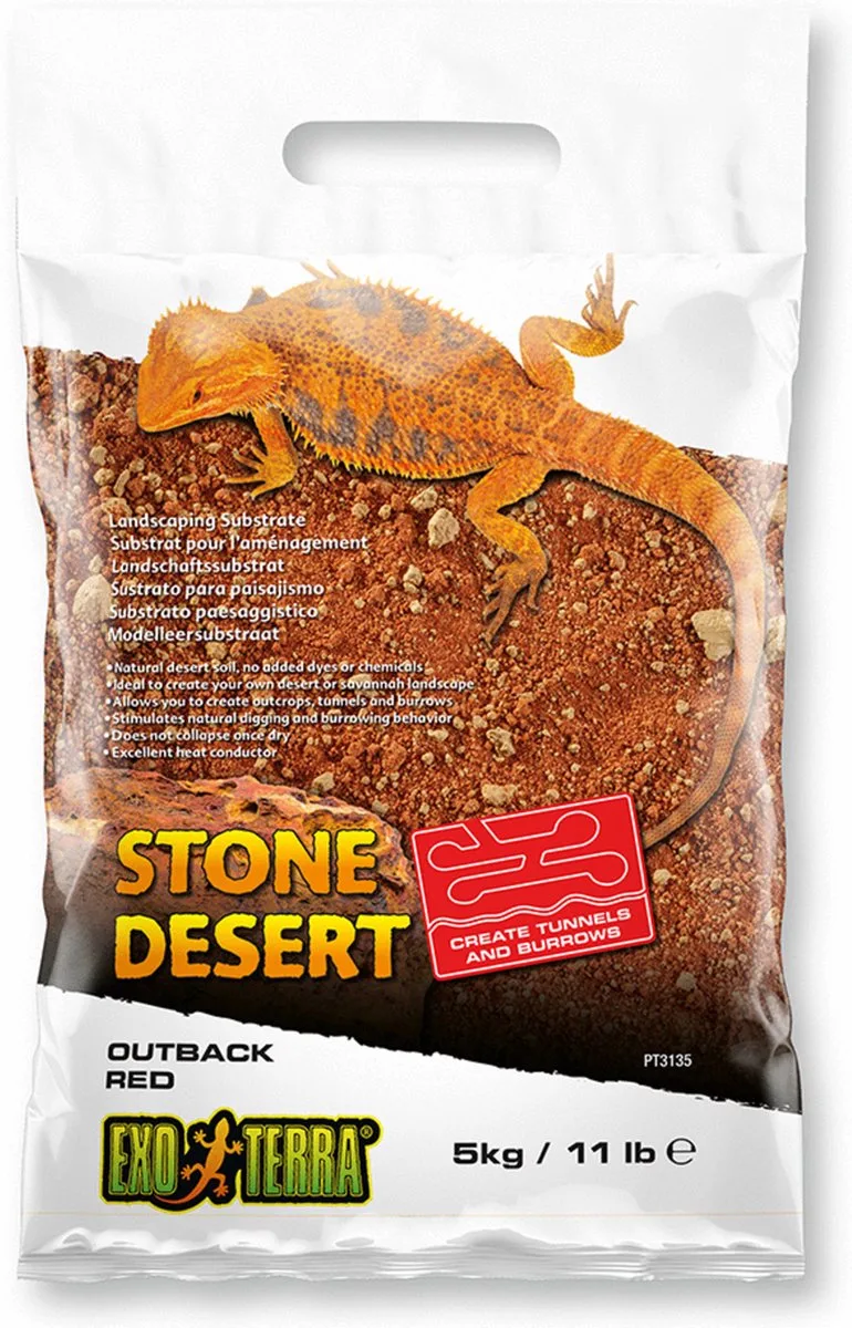 Bodembedekking - Reptielen - Stone Desert Substraat Outback Red 5kg - 35x20x6cm Rood - 1st de Exo Terra – photo produit