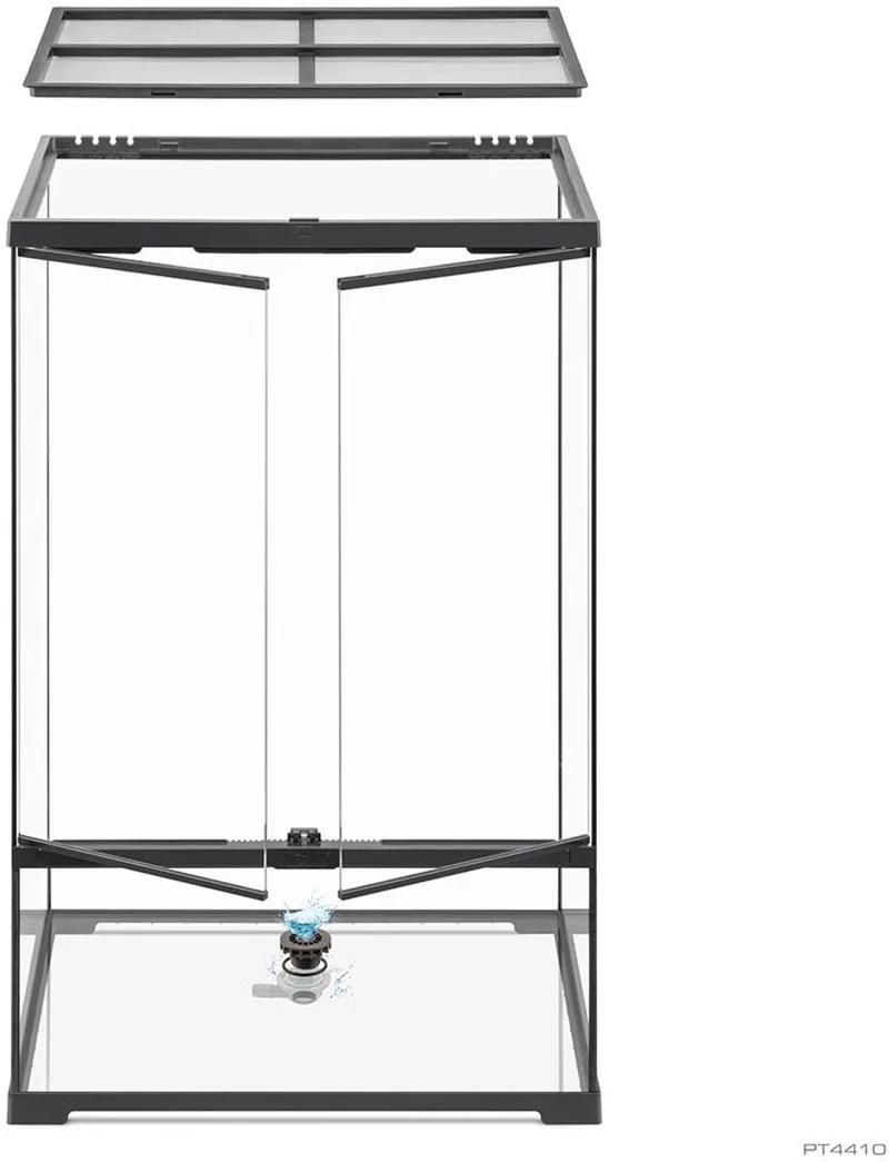 Paludarium terrarium glas 60x45x90cm met diepe bodem, drainage en 3 traps ventilatie by Exo Terra in Black – product photo 1 of 2