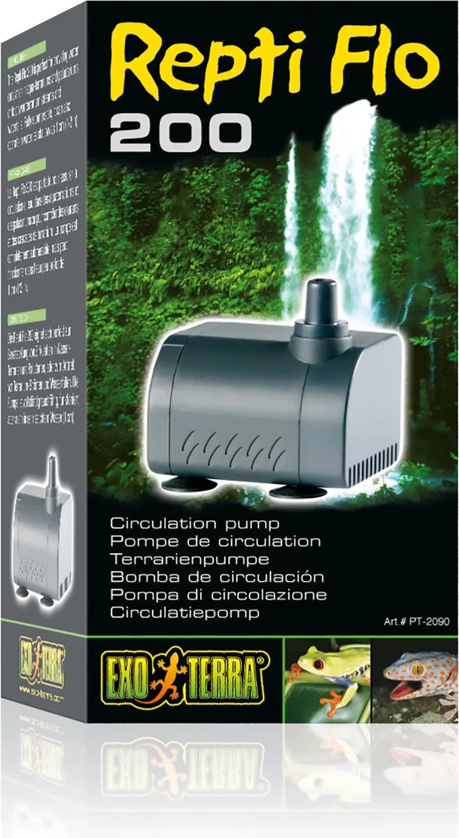 Terrarium - Reptielen - Ex Repti Flo 200 Circulatiepomp 7,5x5,5x15cm - 1st fra Exo Terra i Sort – produktbillede