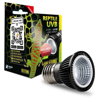 TerraSky UV UVB LED spot | compacte gerichte LED-verlichting | 20.000 uur levensduur | E27-fitting fra Exo Terra i Sort – produktbillede 2 af 3
