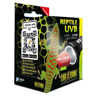 TerraSky UV UVB LED spot | compacte gerichte LED-verlichting | 20.000 uur levensduur | E27-fitting fra Exo Terra i Sort – produktbillede 3 af 3