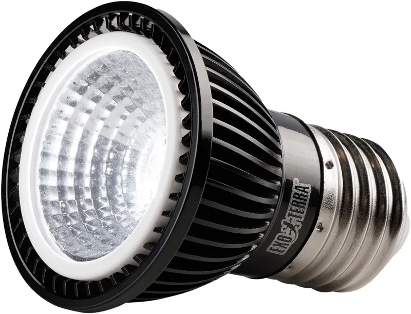 TerraSky UV UVB LED spot | compacte gerichte LED-verlichting | 20.000 uur levensduur | E27-fitting fra Exo Terra i Sort – produktbillede 1 af 3