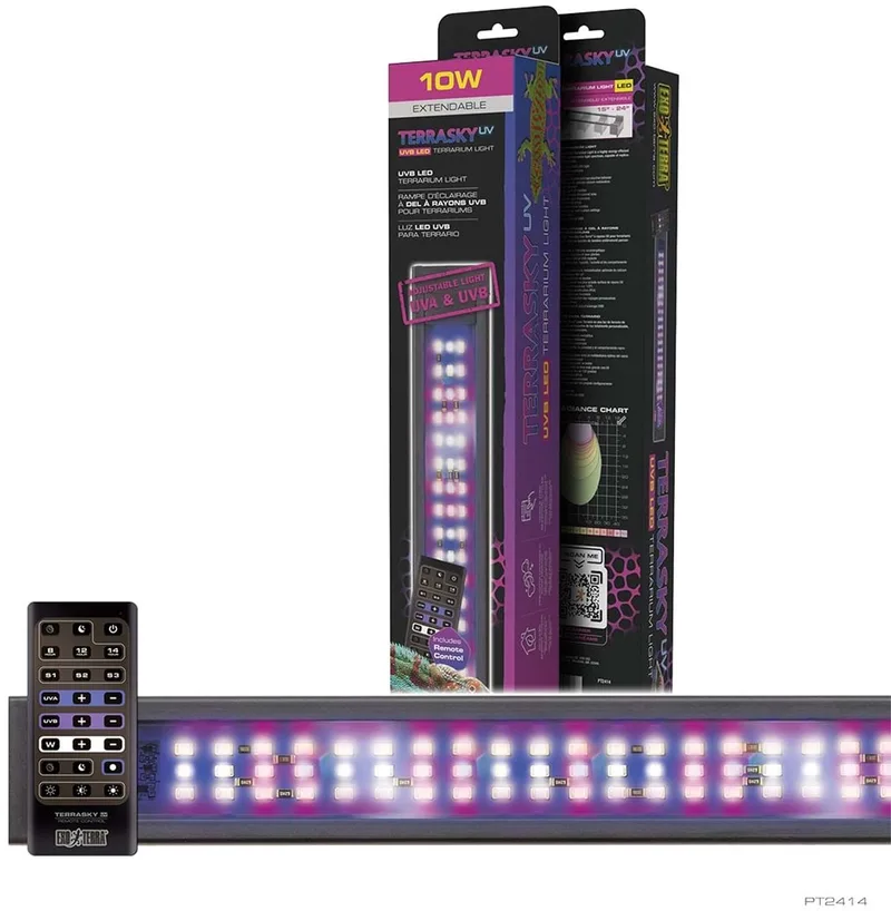 TerraSky UV UVB LED terrarium verlichting 38–61 cm | 10 W | instelbaar UVA | UVB | timer | IP54 de Exo Terra en Noir – photo produit 1 sur 3