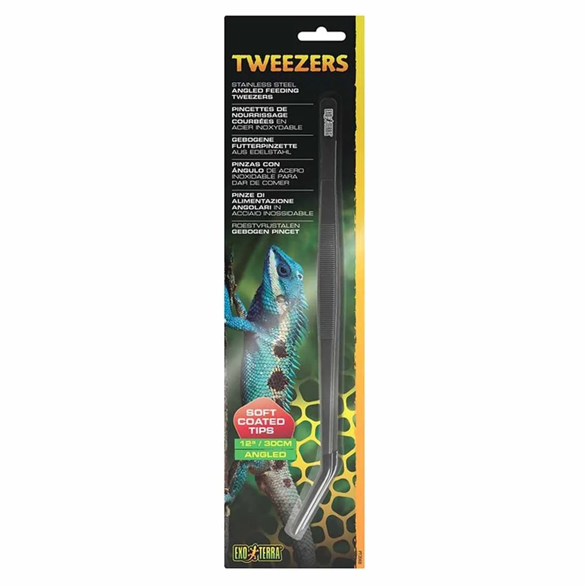 Abgewinkelte Pinzette von Exo Terra in Silber – Produktfoto