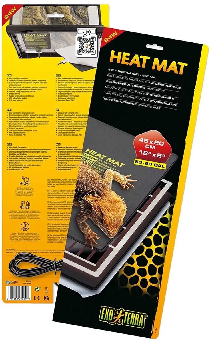 Zelfregulerende warmtemat voor glazen terrariums | 8W 16W 24W 24 Watt - 45x20CM by Exo Terra in Black – product photo