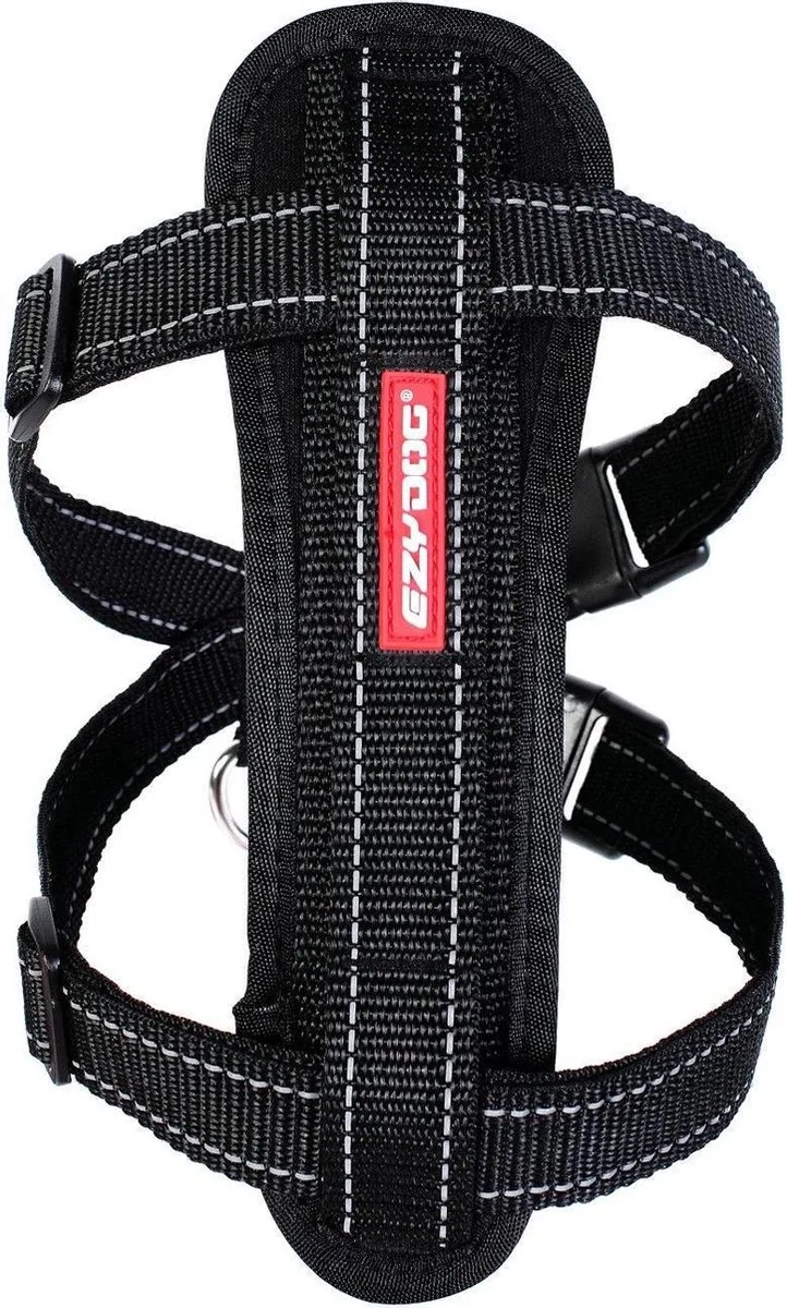 Chest Plate Hondentuig met Autogordel Zekering - Honden Harnas - M von Ezydog in Schwarz – Produktfoto