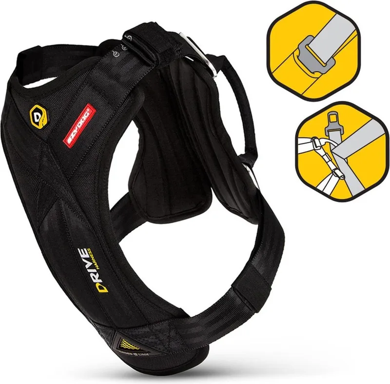 Drive Honden Auto Tuig - Veiligheidsharnas - 49/106cm by Ezydog in Black – product photo
