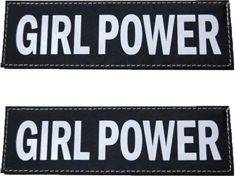 Harnas Side Patch - Girlpower - 5x16 cm von Ezydog in Weiß – Produktfoto