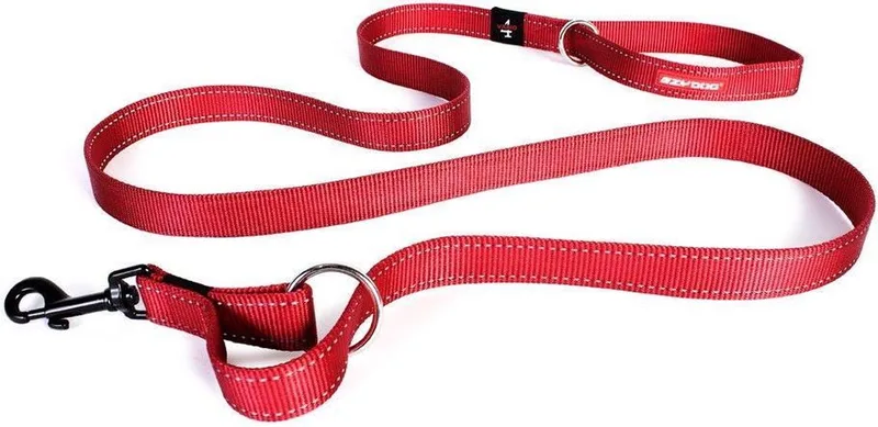 Vario 4 Honden Riem - Looplijn voor Hond - 2.5cm von Ezydog in Rot – Produktfoto