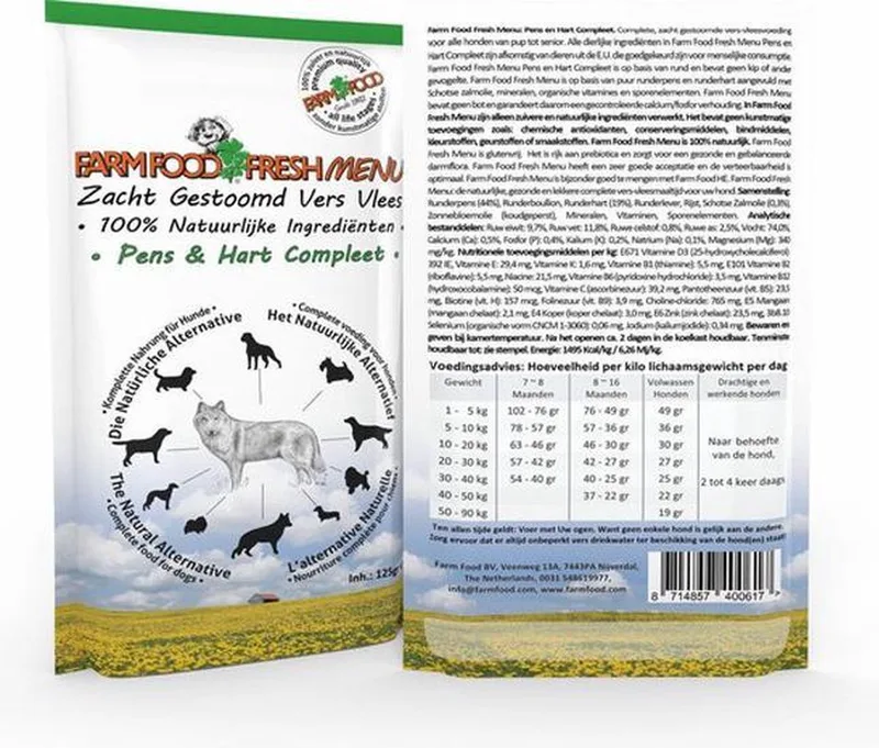 Fresh Menu - Pens & Hart - Hondenvoer - 6x 125g by Farm Food – product photo