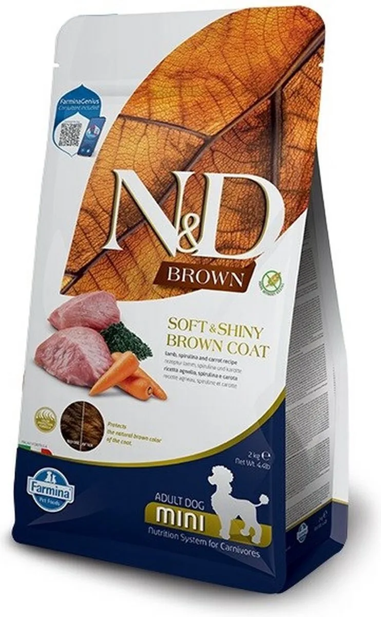 N&d Nourriture Pour Chiens Adultes Mini Agneau Spiruline Et Carotte 2kg de Farmina en Marron – photo produit