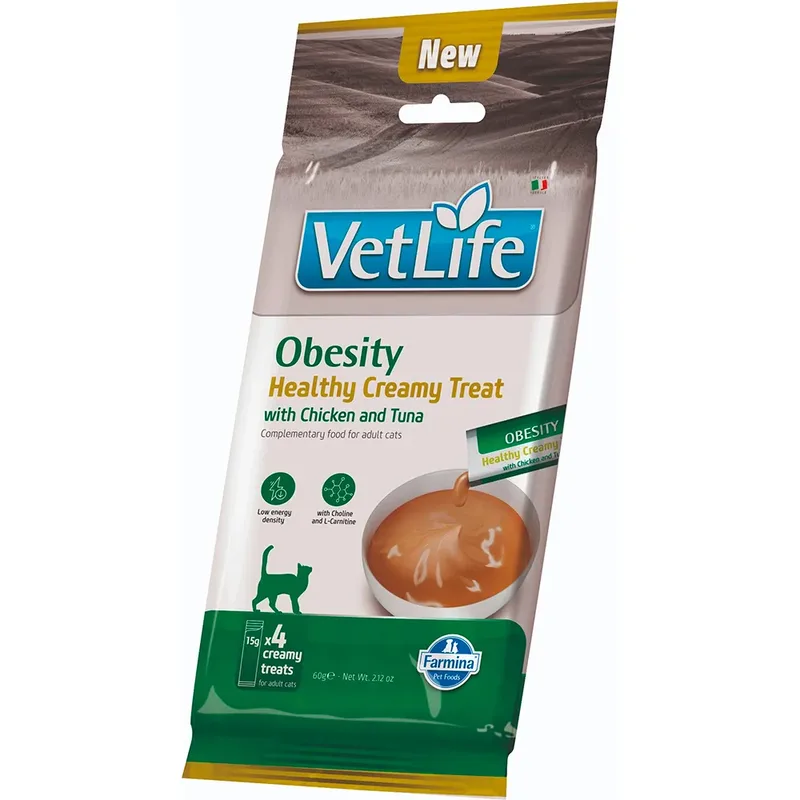 Creamy Vet Life Obesity Kip & Tonijn Nat Kattenvoer 15x60g von Farmina – Produktfoto