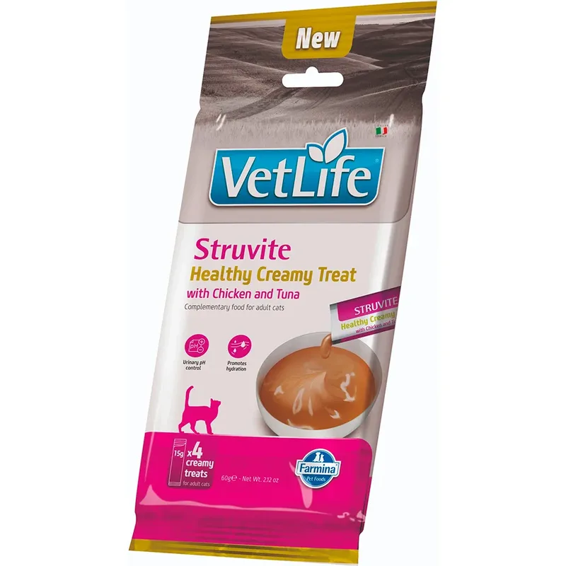 Creamy Vet Life Struviet Kip & Tonijn Nat Kattenvoer 15x60g by Farmina – product photo