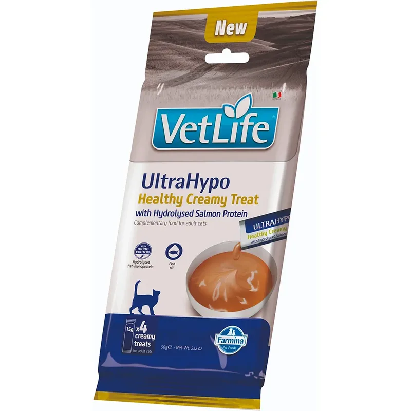 Creamy Vet Life Ultrahypo Gehydrolyseerde Zalm Nat Kattenvoer 15x60g by Farmina – product photo