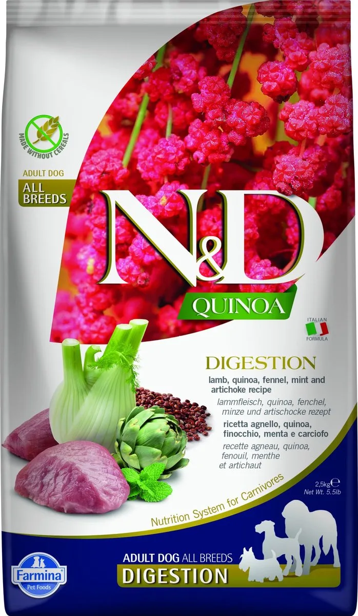 Grain Free Dog Quinoa Digestion Adult Lamb 2,5 kg - Hond de Farmina – photo produit