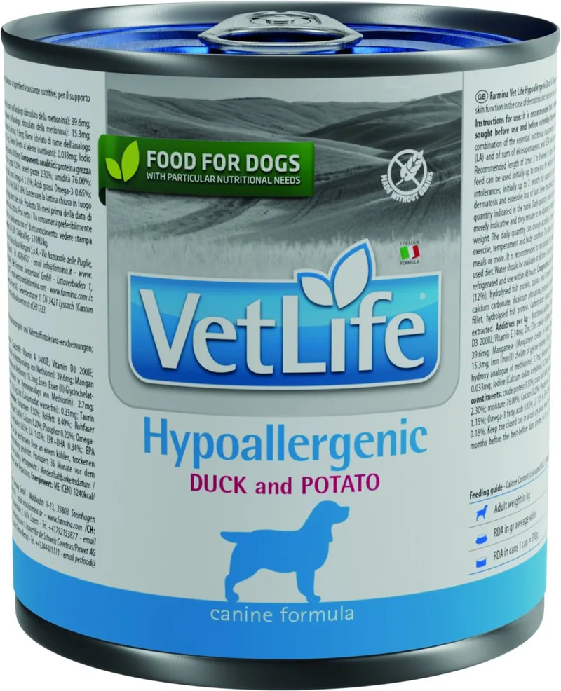 Hypoallergenic - Dieetvoer Hond - Eend & Aardappel - Huidproblemen - 12 x 300g de Farmina – photo produit