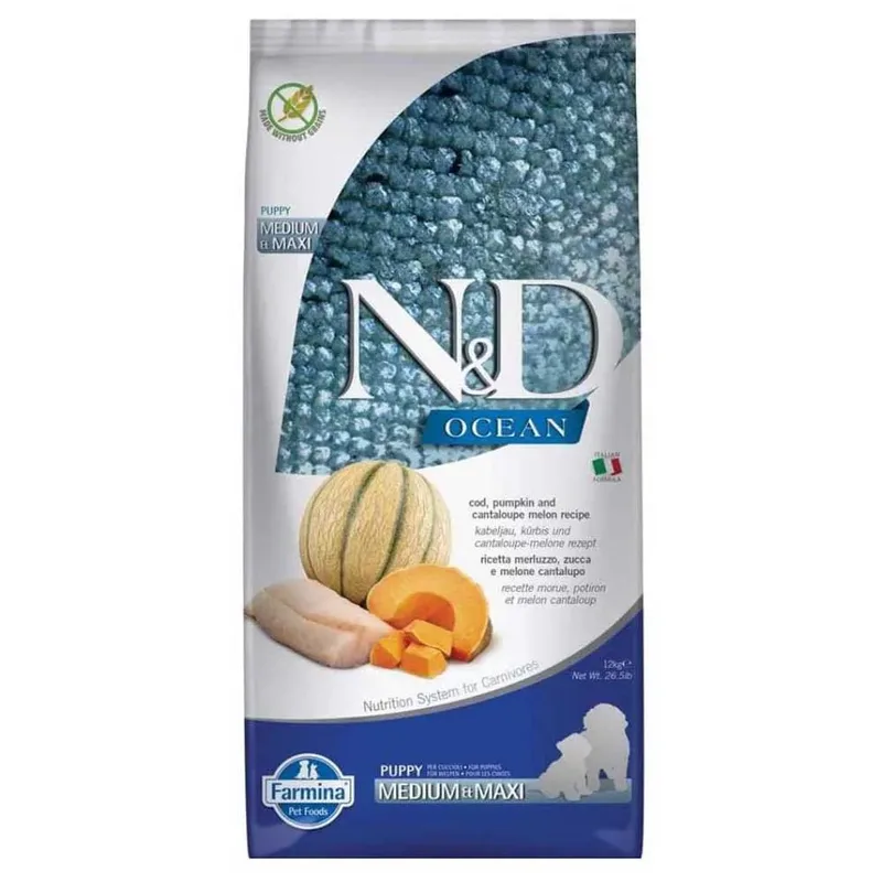Kabeljau Kürbis Und Cantaloupe-melone Welpenfutter 12kg by Farmina – product photo