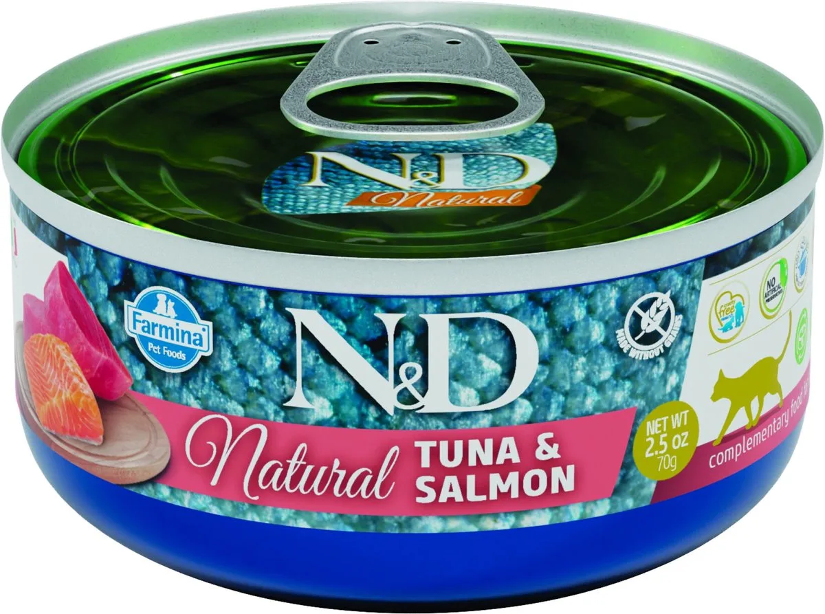 Kat Natural Tonijn & Zalm - Natvoeding Kat - 1x 80 gr van Farmina – productfoto