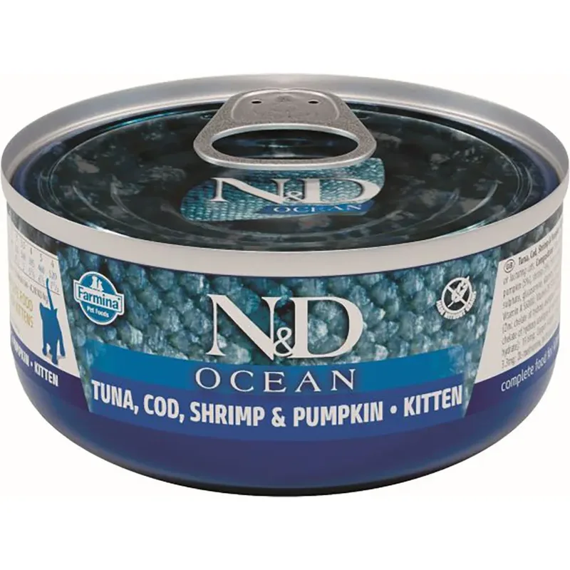 Kattenvoer Kitten Ocean Tuna Cod Pumpkin 24x70g by Farmina – product photo