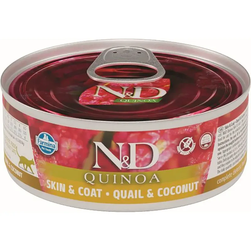 Kattenvoer Quinoa Skin Coat Quail Box 24x80g de Farmina – photo produit