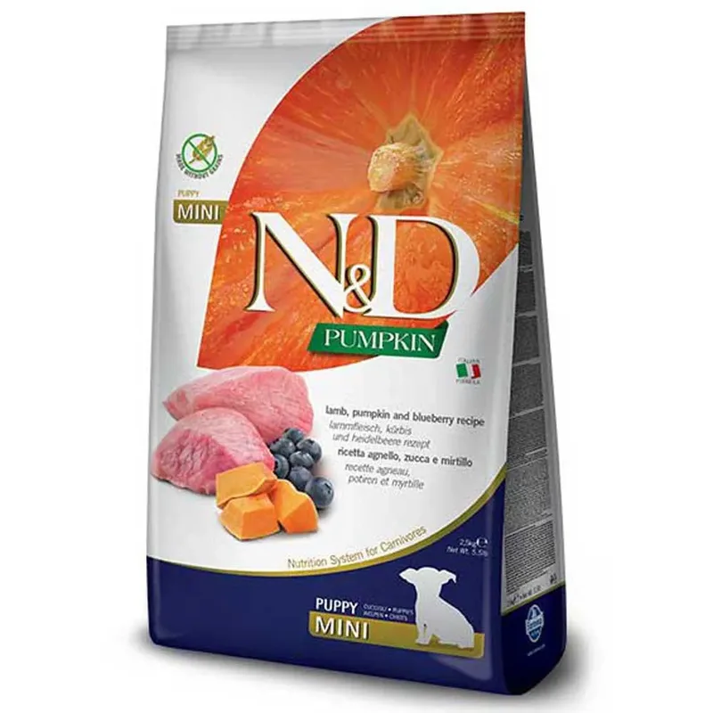 N&D Recette Potiron et Agneau (Formule pour Mini Chiot) 2,5 kg de Farmina – photo produit