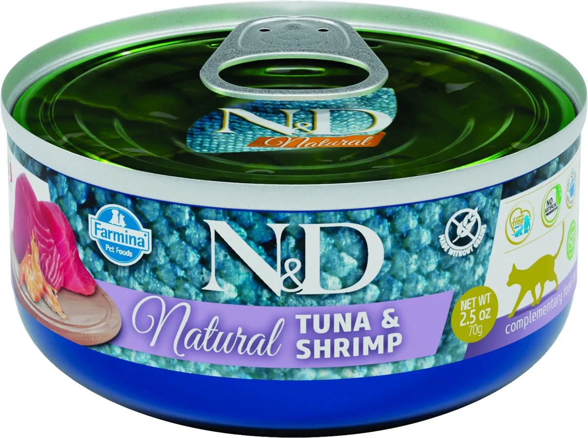 Natural natvoeding voor de kat Tonijn met Garnaal 70 gr. - per 24 stuks van Farmina – productfoto