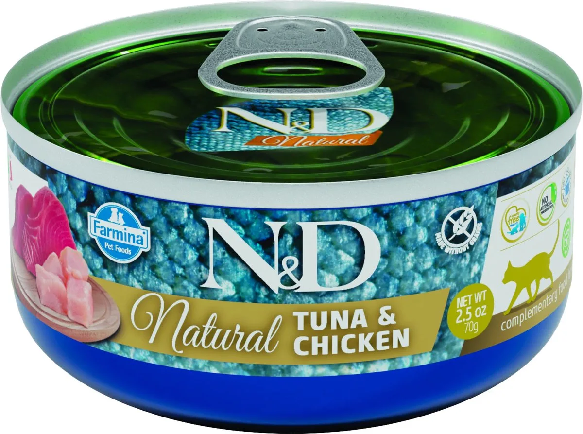 Natural natvoeding voor de kat Tonijn met Kip 70 gr. - per 24 stuks de Farmina – photo produit