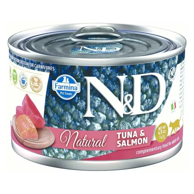 Nourriture Humide Pour Chat Au Thon Et Au Saumon Naturels 140g de Farmina – photo produit
