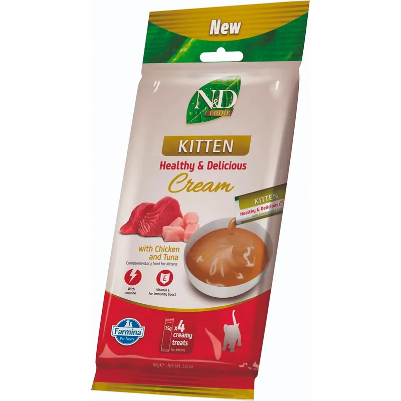 Nassfutter Für Kätzchen Kitten Creamy N&d Prime Huhn & Thunfisch 15x60g von Farmina – Produktfoto
