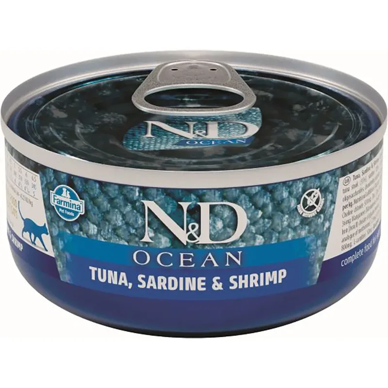 Oceaan Tonijn Sardine Garnaal Doos 24x70g Kattenvoer von Farmina – Produktfoto