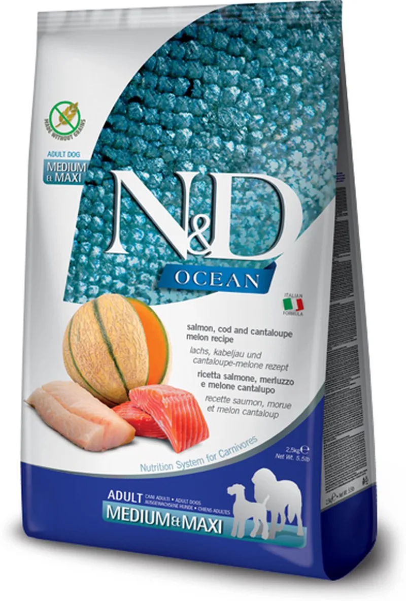 Ocean Adult Medium & Maxi Hondenvoer - Salmon, Cod & Melon - 2,5 kg de Farmina – photo produit