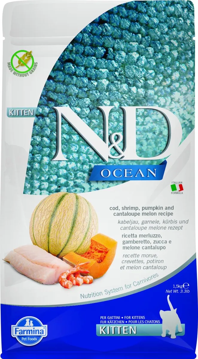 Ocean - Kattenvoer - Kabeljauw & Pompoen - Graanvrij - 1,5 kg by Farmina – product photo