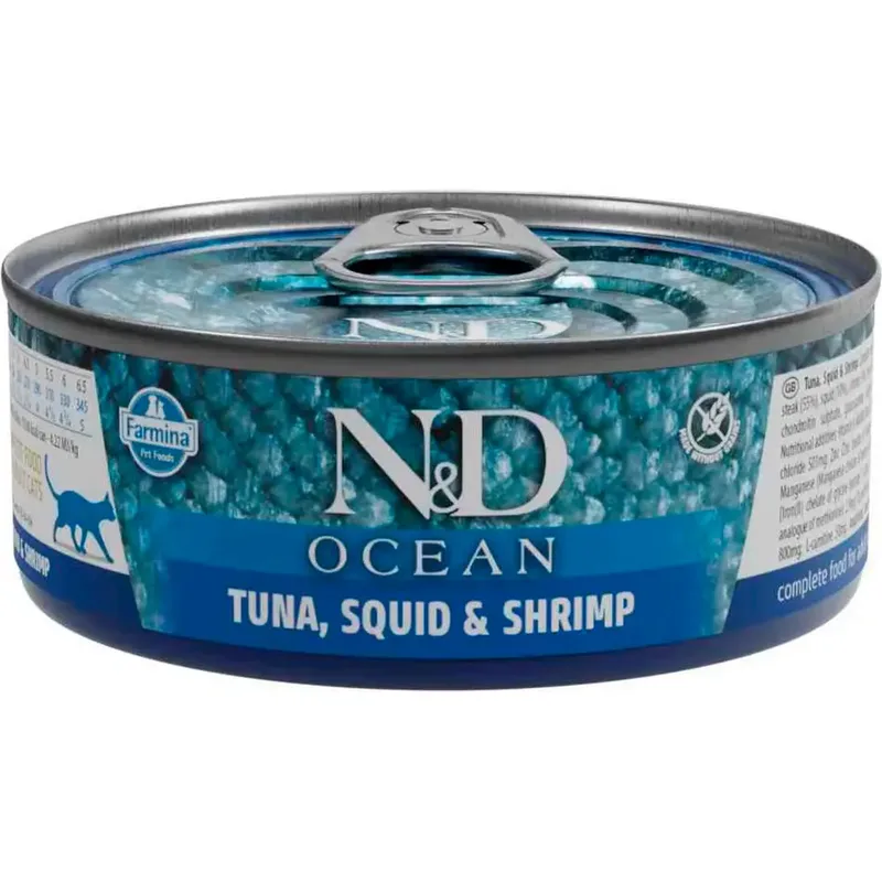 Ocean Natvoer Voor Katten Met Tonijn Inktvis En Garnalen 24x70g by Farmina – product photo