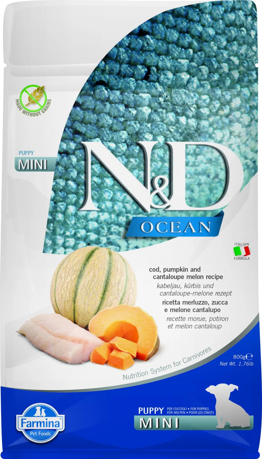 Ocean Puppyvoeding Kabeljauw met Pompoen small breed 800 gr. de Farmina – photo produit