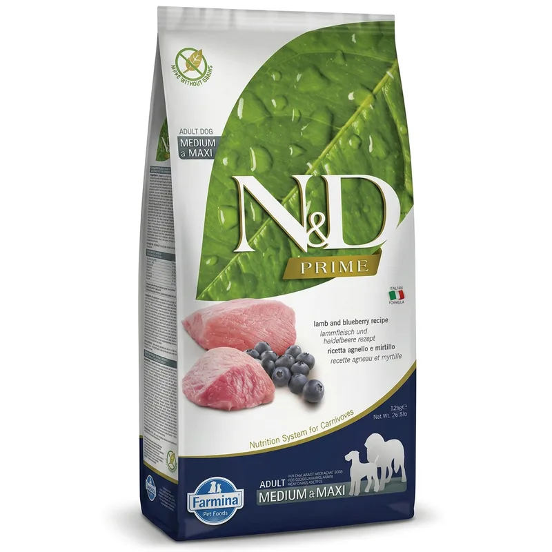 Premium Lamm Adult Mittelgroße bis große Hunde Hundefutter, 12 kg fra Farmina – produktbillede