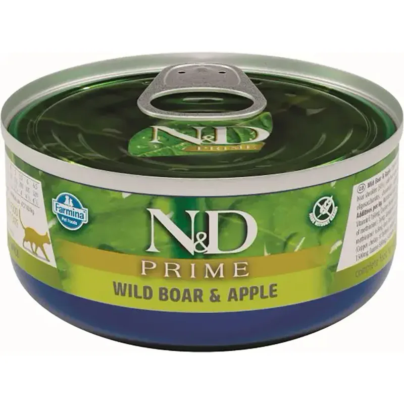 N&d Prime Nourriture Humide Pour Chat Sanglier Et Pomme 24x70g de Farmina – photo produit