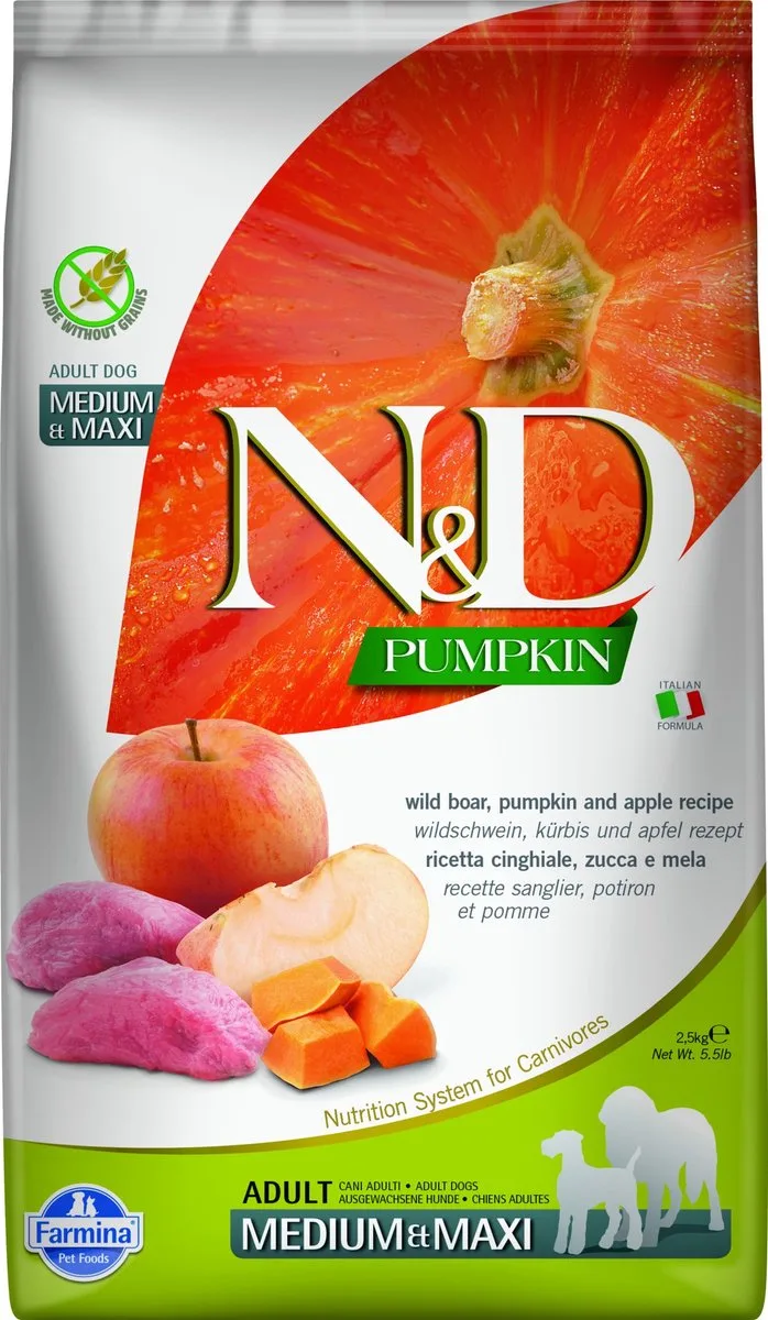 Pumpkin hondenvoeding Wild Zwijn medium/maxi 2,5 kg de Farmina – photo produit