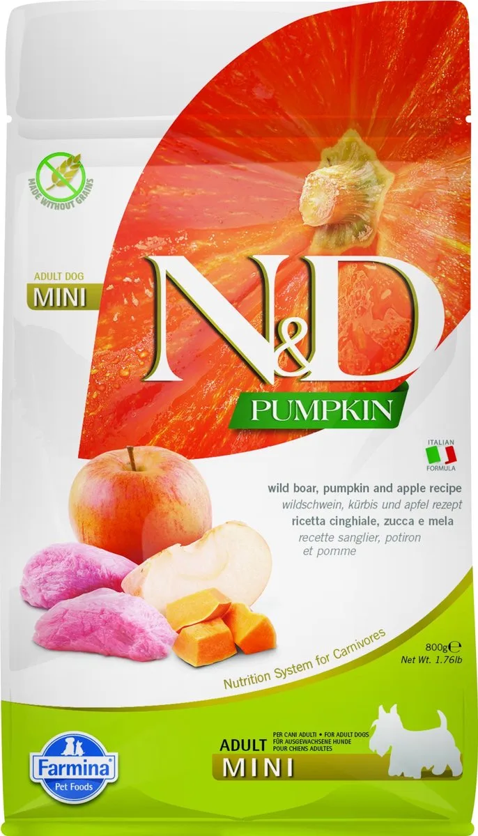 Pumpkin hondenvoeding Wild Zwijn small breed 800 gr. by Farmina – product photo
