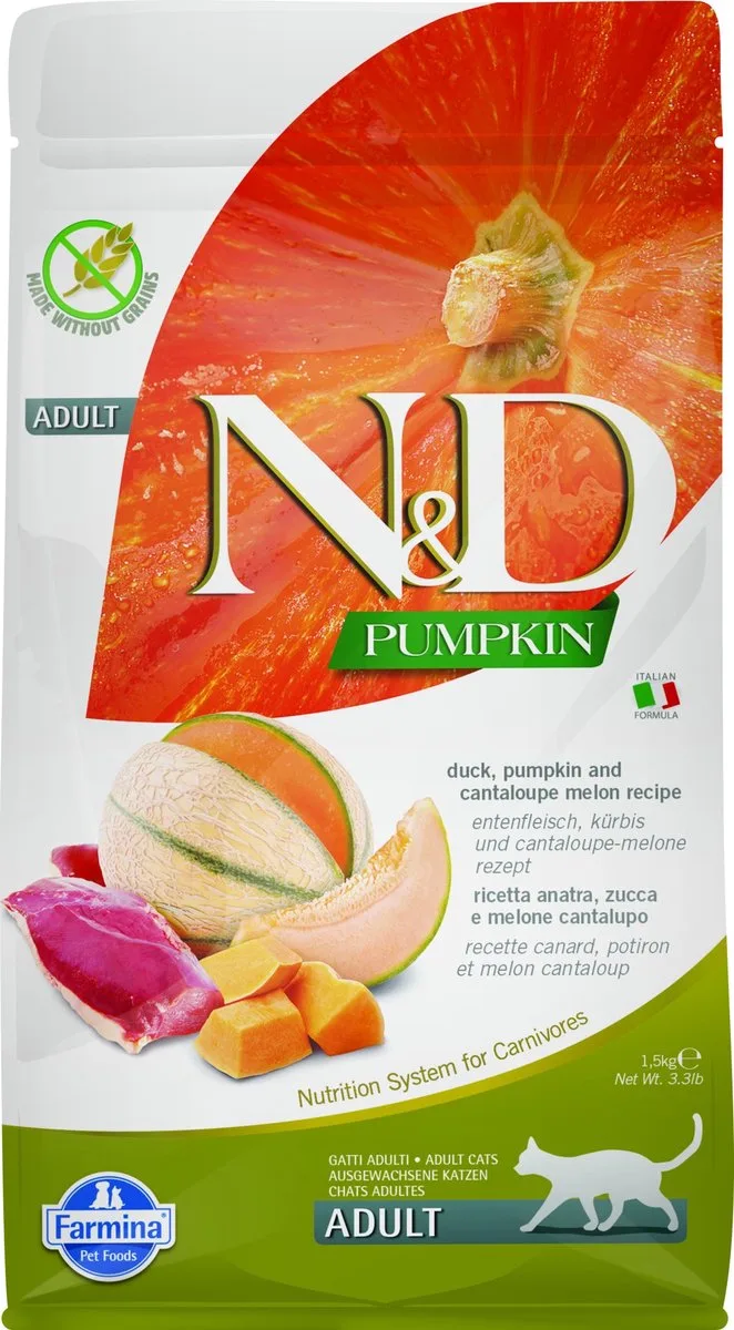 Pumpkin kattenvoeding Eend 1,5 kg by Farmina – product photo