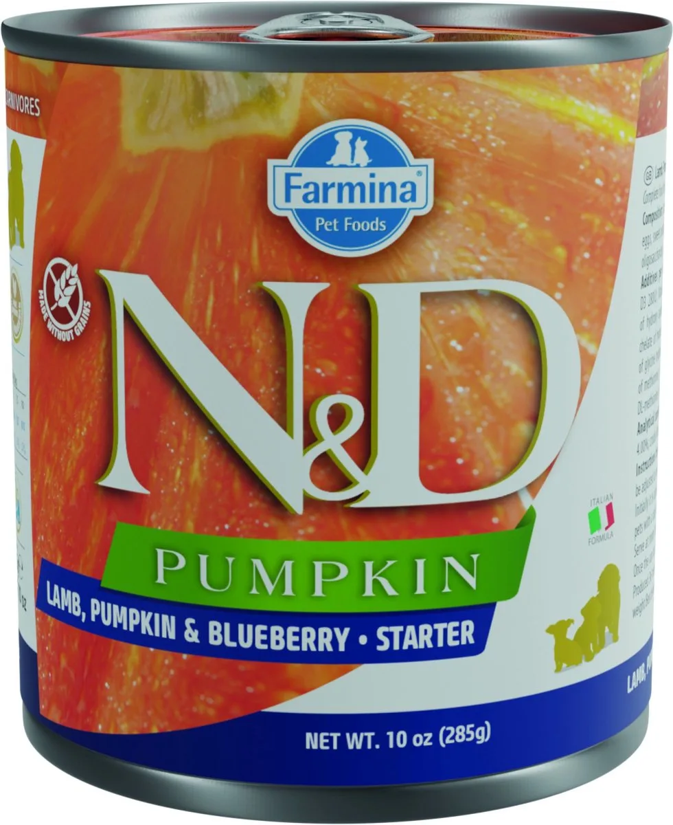 Pumpkin Starter natvoeding voor pups Lam 285 gr. - per 6 stuks de Farmina – photo produit