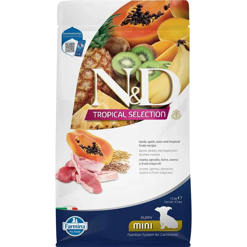 Puppy Sélection Tropicale Mini Agneau Nourriture Pour Chien 1.5kg de Farmina – photo produit