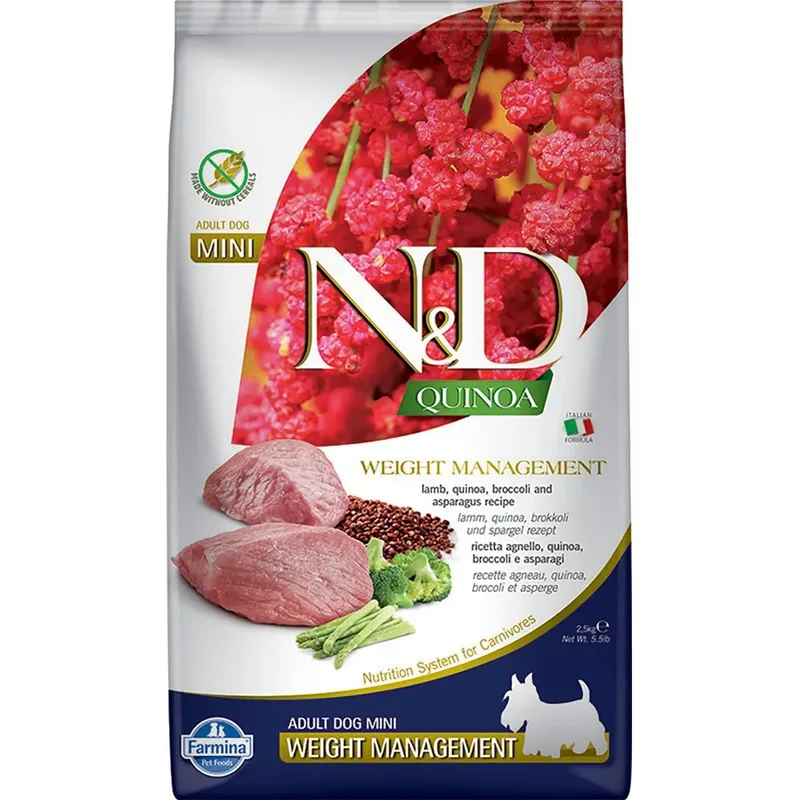 Quinoa Gewichtsbeheersing Mini Lam Hondenvoer 2.5kg by Farmina – product photo
