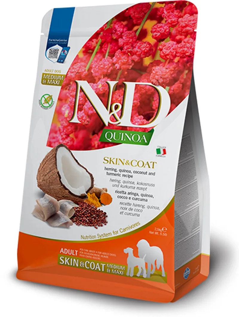 Quinoa hondenvoeding Skin & Coat medium/maxi Haring 7 kg de Farmina – photo produit