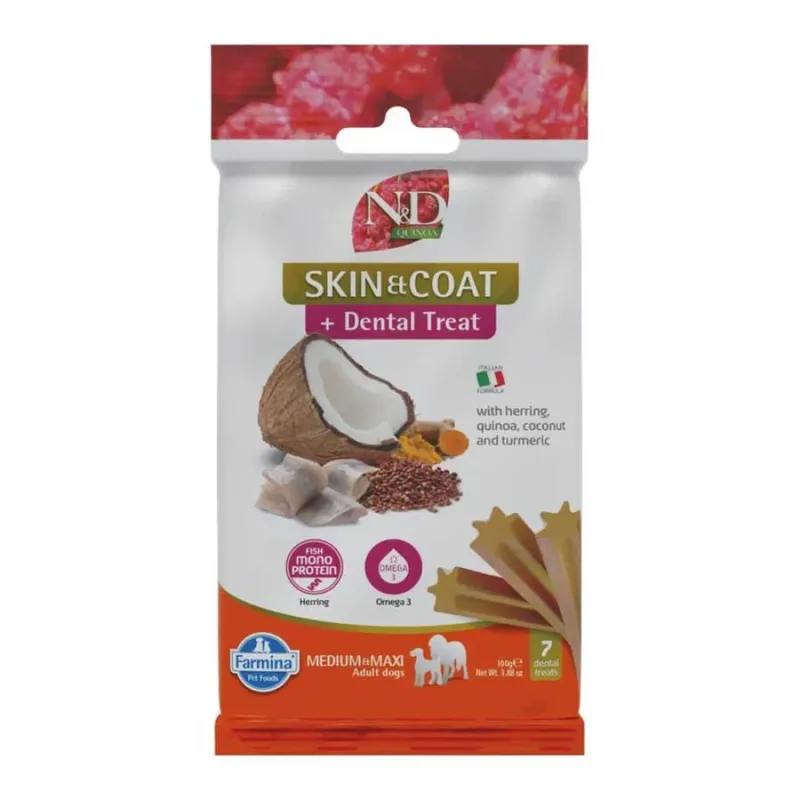 N&d Quinoa Peau Et Pelage Hareng Med/maxi Friandise Pour Chien de Farmina – photo produit