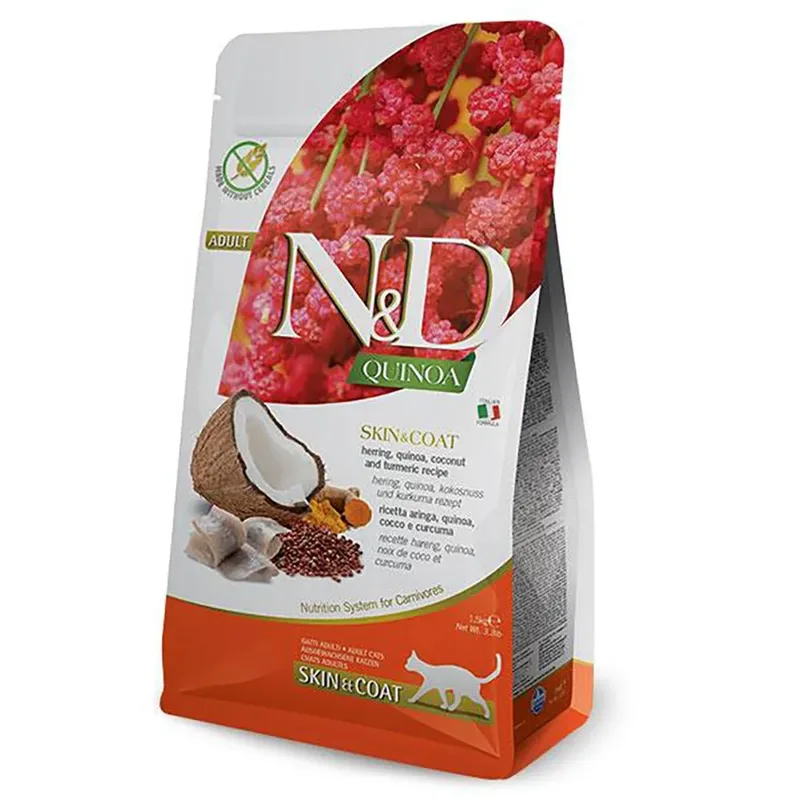 Quinoa Skin Coat Haring Kattenvoer 1.5kg de Farmina – photo produit