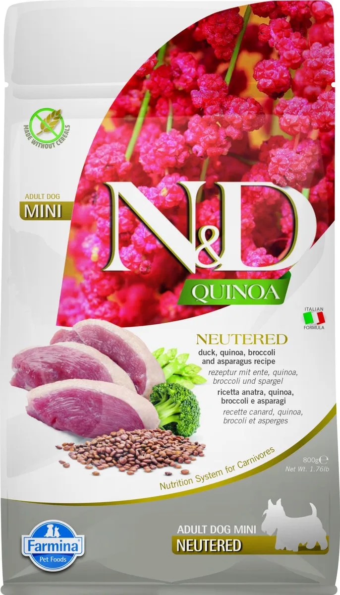 Quinoa voeding voor de Gecastreerde Hond small breed 800 gr. by Farmina – product photo